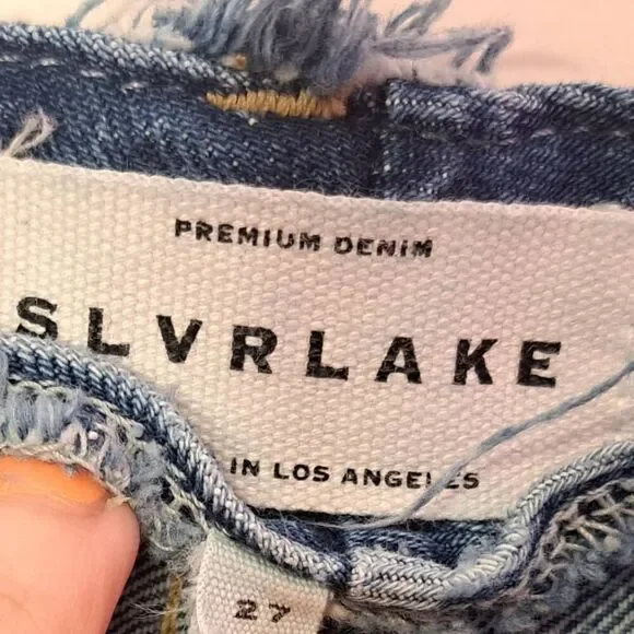 SLVRLAKE Women's Taylor High Rise Wide Leg Jean Sweet Memory Wash size 27 PETITE